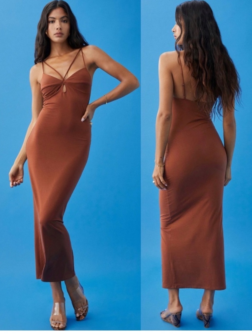 Reformation Lainey Knit Midi Dress Brown Size M
